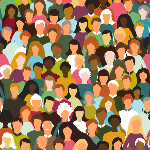 Crowd Of People Seamless Pattern - 50.8 Percent Of The Population