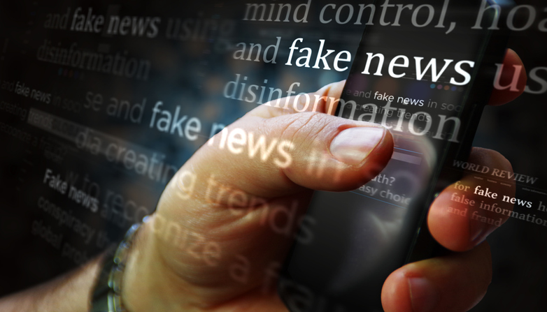 Titles On Screen In Hand With Fake News And Hoax Information 3D Illustration - Being Faked Out Is A Real Problem - Ho...