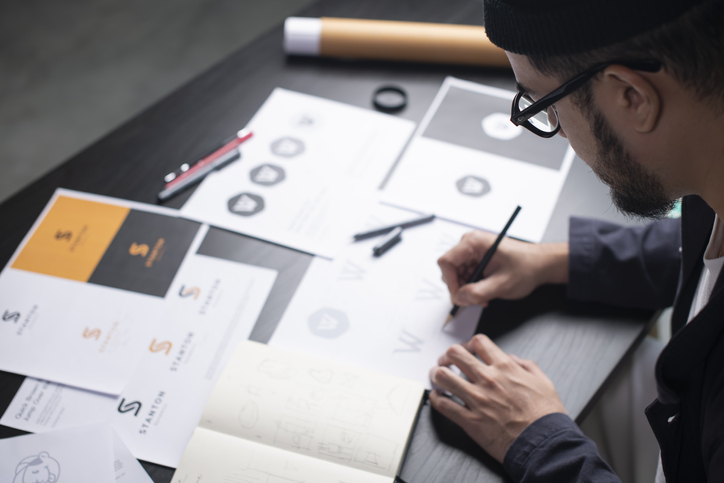 Asian Graphic Designer Working In Office. Artist Creative Designer Illustrator Graphic Skill Concept. - Essential Ele...