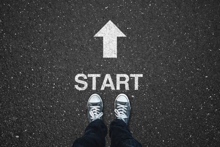 Begining Concepts Start Text And White Arrow Sign On Asphalt Road - Put Your Best Foot Forward