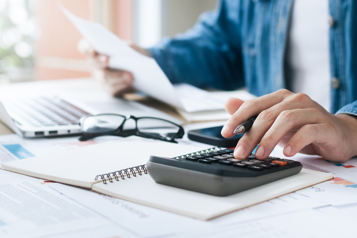 Investors Are Calculating Profits And Costs With Calculators, Growth And Investment Chart Analysis, Business Planning...